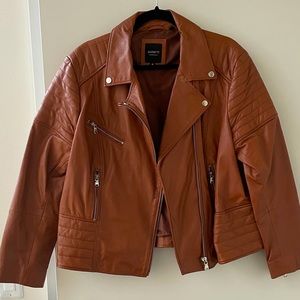 Barney’s 100% REAL leather jacket in tan size US 14/Large